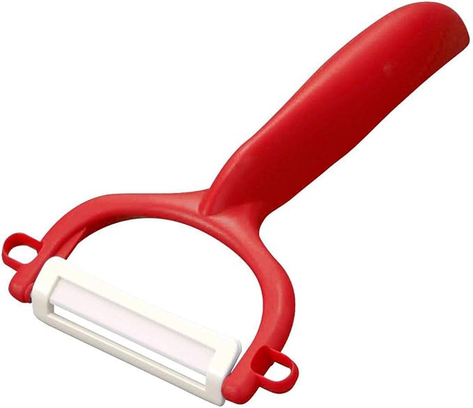 Kyocera Advanced Ceramic Horizontal Y Peeler, Red | KYOCERA Ceramic Y-Peeler: Ultra-Sharp, Non-Corrosive Blade for Effortless Peeling – Ergonomic & Dishwasher Safe