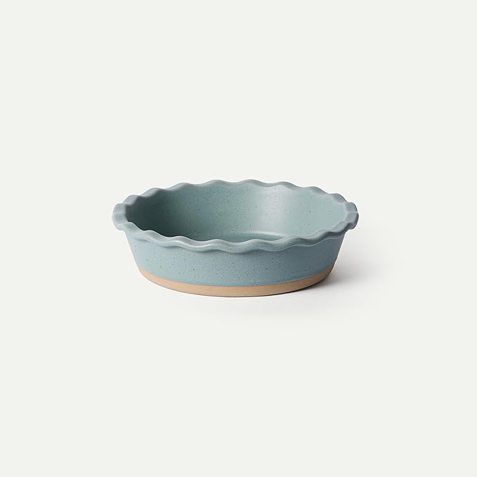 MORA Ceramic Pie Pan for Baking - 9 inch - Deep and Fluted Pie Dish for Old Fashion Apple Pie, Quiche, Pot Pies, Tart, etc - Modern Farmhouse Style Porcelain Ceramic Pie Plate - Iris