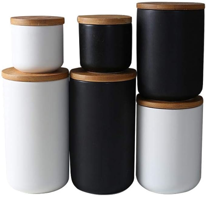 MilkyWay Food Storage Jar Ceramic Canisters With Airtight Seal Lid L 34oz | Durable Ceramic Material, Airtight Bamboo Lid, Modern Damp-Proof Design, Ideal For Coffee And Tea(White(L: 34oz/1000ml))