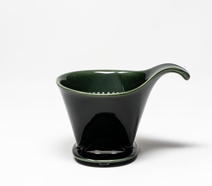 ZERO JAPAN - Bee House Pour Over Coffee Dripper - Ceramic Coffee Maker with Elegant Peek Hole, Drip Cone Brewer Coffee Gift, Brewing Accessories - Antique Green, Standard Size