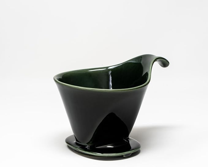 ZERO JAPAN - Bee House Pour Over Coffee Dripper - Ceramic Coffee Maker with Elegant Peek Hole, Drip Cone Brewer Coffee Gift, Brewing Accessories - Antique Green, Standard Size
