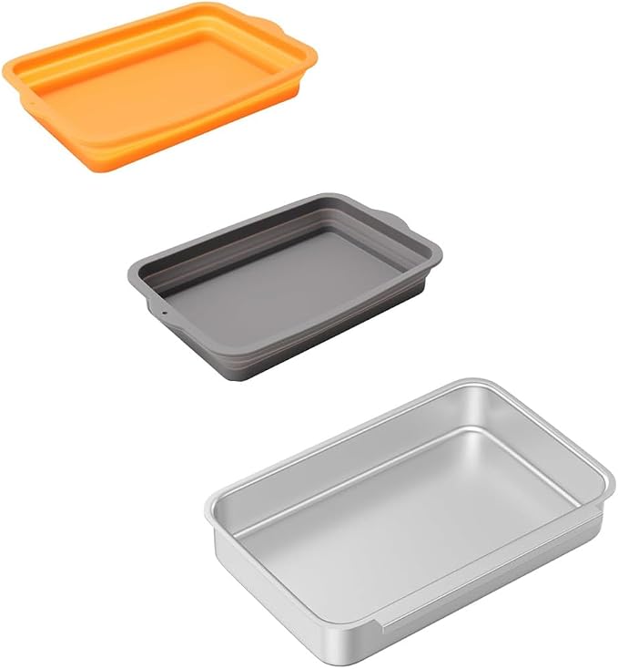 Grease Drip Pan with Reusable Silicone Liner for Weber Spirit/Genesis Grill | 1 Steel Pan+2 Silicone Liners(dishwasher-safe) for Weber Spirit 200/300 & Genesis II 300 Replaces #93305/#83156, Eco-friendly