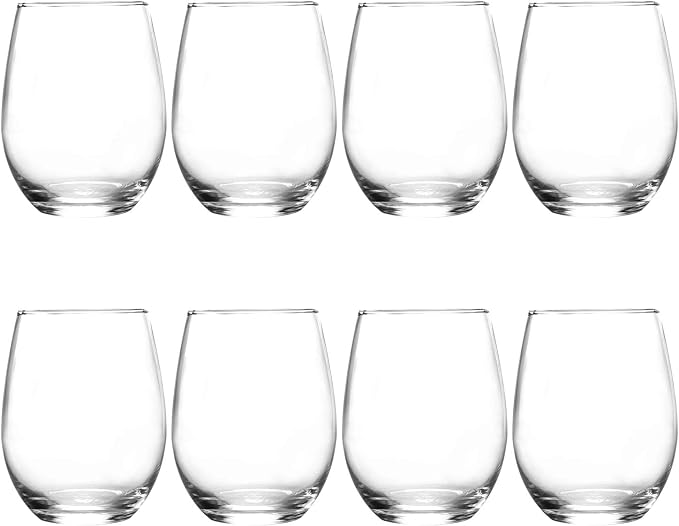 Stemless Wine Glasses 20oz,Red White Wine Glass Set of 8 | Clear, Drinking Glasses with Durable Chip Resistant Rim, Large Wine Glass for Birthday, Wedding, Christmas, Anniversary
