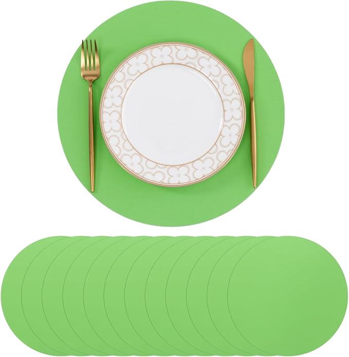 SHACOS 100 pcs Round Paper Placemats Disposable 13 inch Colored Paper Place Mats for Wedding Birthday Party Bridal Baby Shower Events Table Decoration, Green