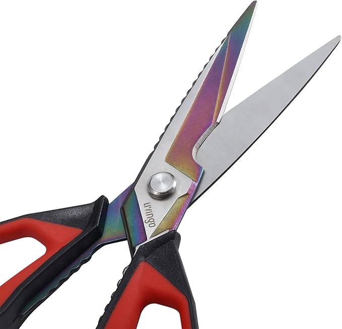 LIVINGO 9" Sharp Kitchen Scissors for Food Titanium Coated Stainless Steel | Heavy Duty Poultry Shears with Titanium Coated Blade for Cutting Turkey, Bone, Meat and Vegetables, Dishwasher Safe Design