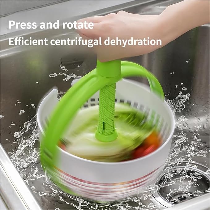 Hand Crank Vegetable Salad Spinner, Multifunctional Rotatable Fruit Washing Colander, Household Food Dehydrator Drain Basket for Kitchen Use