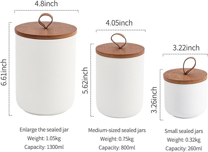 MilkyWay Ceramic Food Storage Jar, Storage Canisters with Airtight Seal Bamboo Lid Modern Design Seal Damp-Proof Kitchen Jar for Coffee, Tea, Spice and More (Black 3 sets) | Airtight Seal, Damp-Proof Design, Modern Look, Ideal For Coffee, Tea, Spice St...