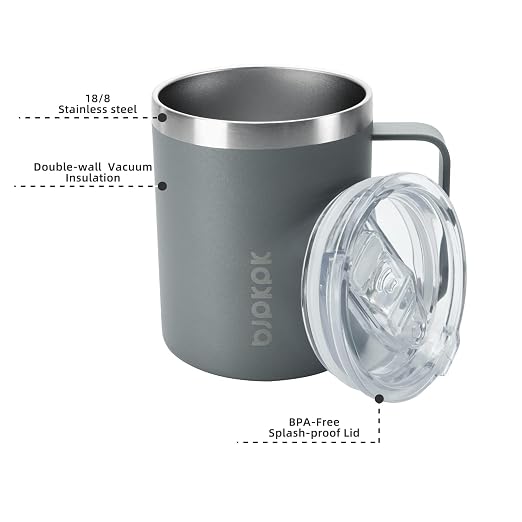 BJPKPK 2PCS Insulated Coffee Mug with Lid, 14oz Stainless Steel Tumbler | Travel Coffee Mug with Handle, Vacuum Insulated Tumbler Cup for Camping, Office, Home, BPA Free Lid, Hot & Cold