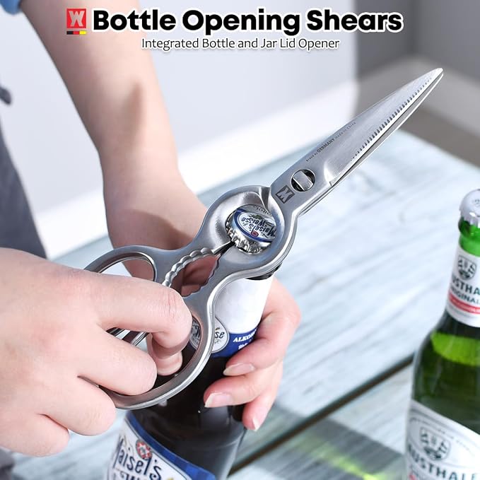 WAGENSTEIGER Kitchen Scissors, Multi-function Dishwasher Safe SUS403 Stainless Steel, Forged, Come Apart, Utility Shears, All Purpose for Cutting Food, Meat, Vegetable, Nutcracker (Food Scissors 1604)