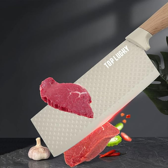 Kitchen Knife Set, Retrosohoo 6-Pieces Khaki Sharp Knife Block Sets for Kitchen, Non-stick Non-slip Stainless Steel Chef knives with Universal Block Suitable for Home Restaurant (Khaki)