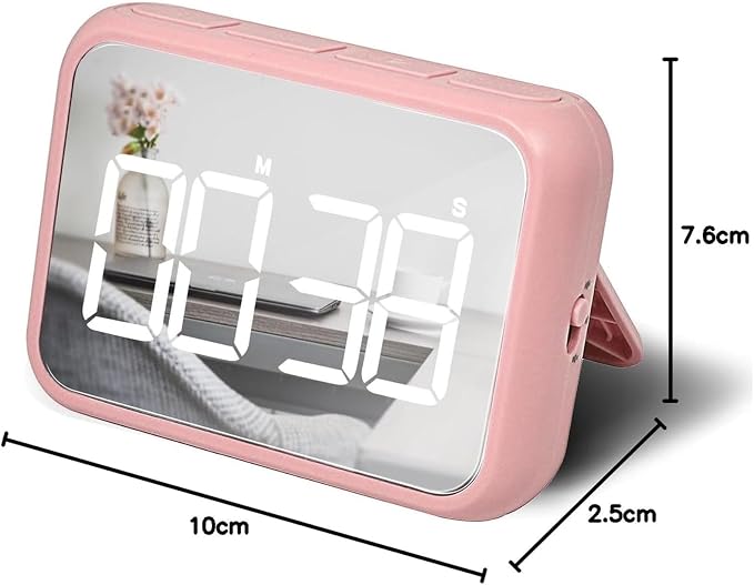 Digital Large Display Visual Timer Stopwatch for Kitchen Teacher School Classroom Cooking, Night Light Magnetic Bathroom Makeup Mirror LED Stop Clock Timer, 99 Minutes Countdown, Loud/Silent (Black)