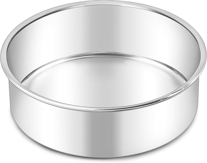 LIANYU 6 Inch Round Cake Pan, Stainless Steel Baking Layer Cake Pan Tin | Heavy Duty Metal Round Tier Cake Baking Tins, 2In Tall, Oven & Dishwasher Safe, No Coating, Non Toxic Bakeware