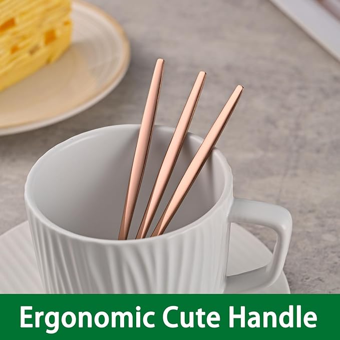5.1Inch Stainless Steel Coffee & Tea Spoons Set,Rose Gold Teaspoon,Small Spoons For Dessert or Tea,Espresso Spoon For Cafe