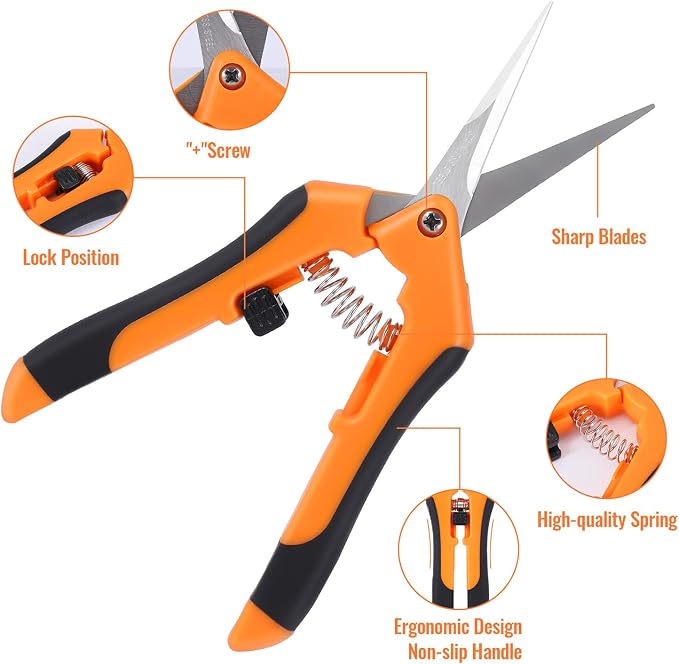 4 Pack Pruning Shears 6.5 Inch Stainless Steel Garden Scissors | with Sharp Precision Blades, Comfortable Ergonomic Hand Snips for Deadheading, Flowers, Trimming Herbs, Shaping Small Plants