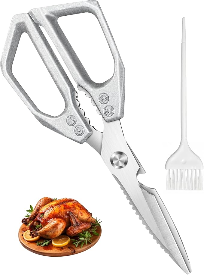 Professional Heavy Duty Kitchen Shears, All-Steel Premium Stainless Steel Poultry Scissors, Multi-Purpose Meat and Bone Cutter for Chicken, Fish and Herbs, Ultra Sharp Cooking Shears