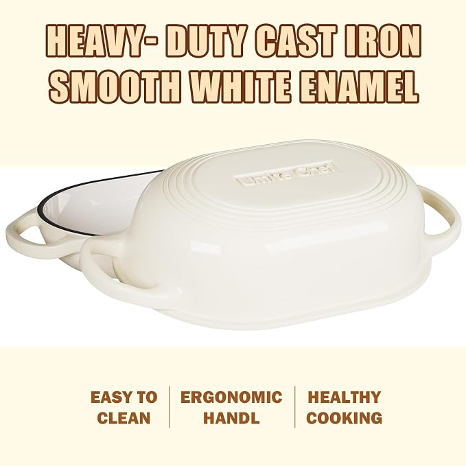 Enameled Cast Iron Dutch Oven for Bread Baking - incl. Sourdough Bread-Baking Supplies like Banneton Bread-Proofing Basket - 5QT Loaf Cast Iron Bread Oven Pan& Meatloaf Pan with Lid, Sour Sough Tools, Lame (Cream White）
