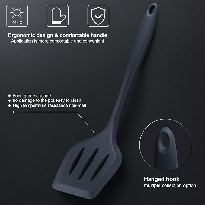 Kitchen Set,18-Piece Cooking Utensils and Kitchen Knife Set,Gray | 7-Piece Kitchen Utensils Heat-resistant to 410°F,5-Piece Sharp Knife,5-Piece Cooking Tools and Cutting Board In One
