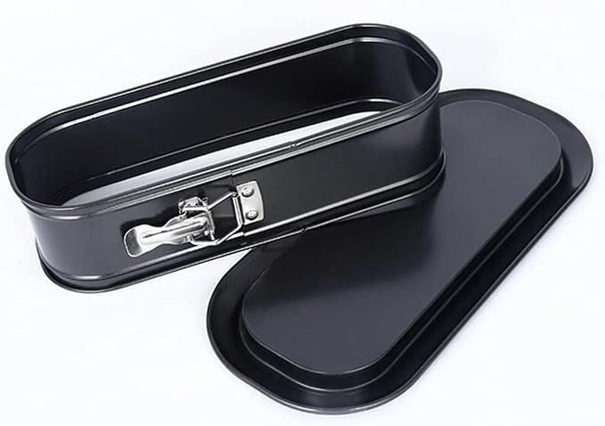 12 Inch Oval Non-Stick Springform Baking Pan Black | Removable bottom with quick release latch for easy cake demoulding