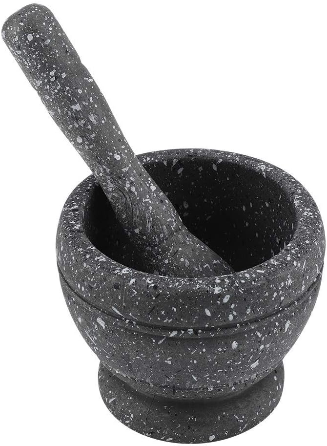 Mortar and Pestle Set, Grinding Bowl (Granite Pattern) | Manual Grinder for Crushing Sauce, Paste, Guacamole, Salsa, Pesto Making, Pill Crusher