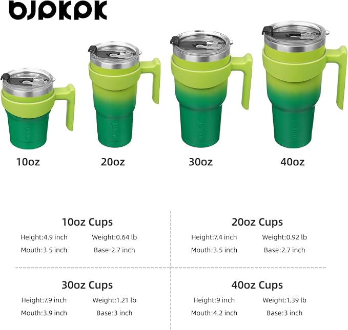 BJPKPK 10 oz Mini Tumbler with Lid, Straw & Handle, Insulated Steel Cup | Small, Spill Proof, Leak Proof, Thermal, Double Wall Vacuum, Sweatproof, Dishwasher Safe, BPA Free, Bamboo Grove
