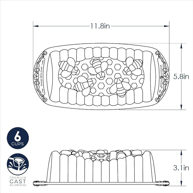 Nordic Ware Honey Hive Loaf, 6 Cup, Toffee