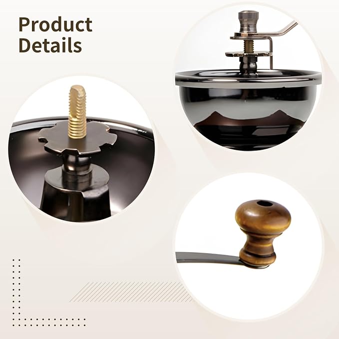 French Press Coffee Set, Metal & Wood Burr Grinder with French Press, Smooth Coffee Maker for Home & Camping, Coffee Table Decor, 7.9 x 5.1 x 2.6 inches