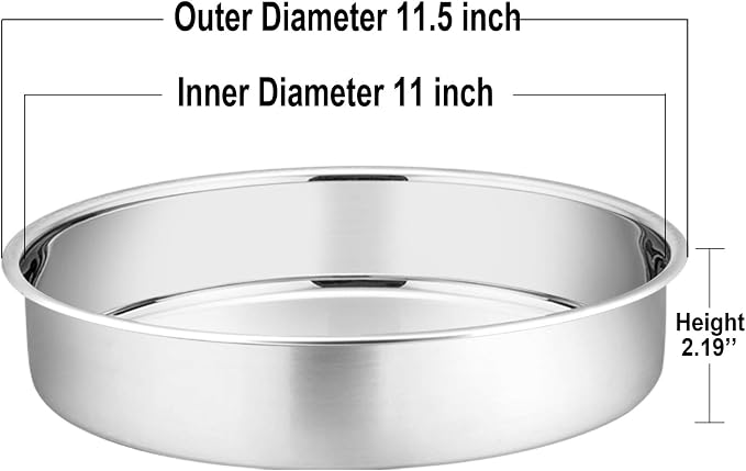 P&P CHEF 11 Inch Cake Pan Set of 4, Stainless Steel Round Cake Pans Tins | Baking Round Cake Bakeware for Birthday Wedding, Leak-proof & Mirror Finish & Easy Releasing, Dishwasher Safe