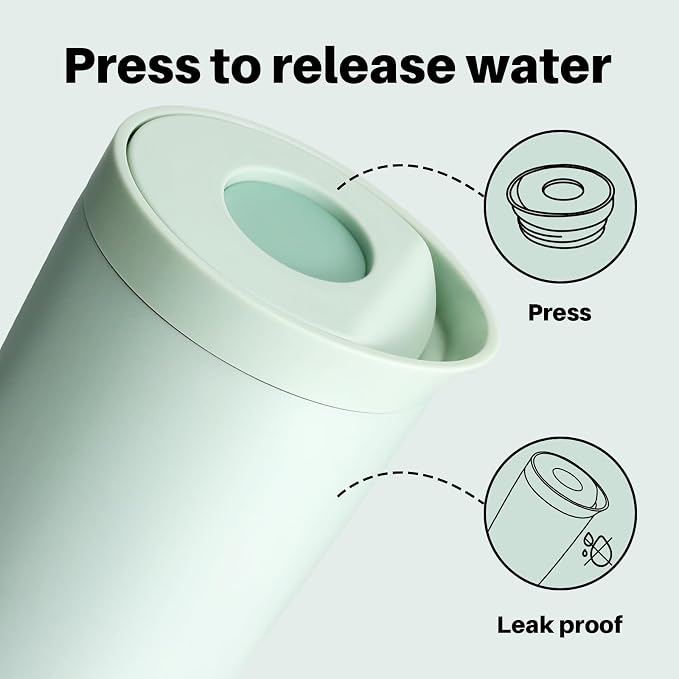 BOTTLE BOTTLE Insulated Coffee Tumbler with Push Button Lid 12oz(Green) | Leakproof,Stainless Steel Travel Mug,Keeps Drinks Hot & Cold for 6 Hours,for Office & On the Go