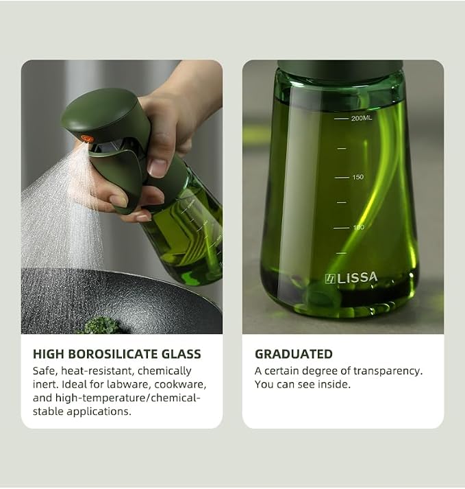 Light-Proof Glass Oil Sprayer For Cooking Air Fryer Salad BBQ,250ml Olive Oil (1)