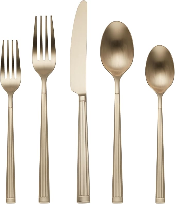 Oneida Robyn Champagne Mist Satin 20-Piece Silverware Set for 4, Flatware | champagne, dishwasher safe | includes knives, forks, and spoons | heavy duty, cutlery set for kitchen and dining, utensil set