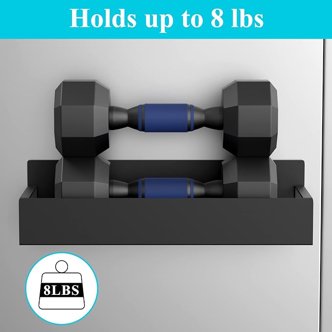 Metal Magnetic Spice Rack for Refrigerator with Hooks Matt Black | Magnetic Shelves Heavy Duty for Fridge in Kitchen, Seasoning Storage Organizer, For Oven Washer and Dryer, For Heavier Items