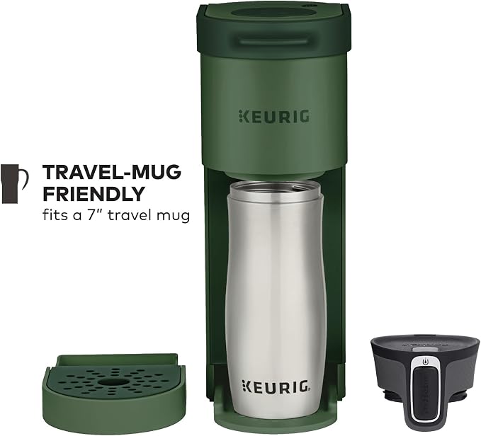 Keurig K-Mini Single Serve K-Cup Pod Coffee Maker, 6 to 12oz Brew size, with Cord Storage, Perfect for Small Spaces, Evergreen | Cord Storage, Small Spaces, Evergreen