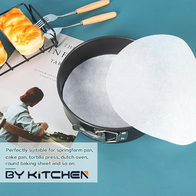 Baking Parchment Circles, Set of 100, 12 Inch Non Stick Baking Parchment Paper for Springform Cake Tin, Toaster Oven, Tortilla Press and so on