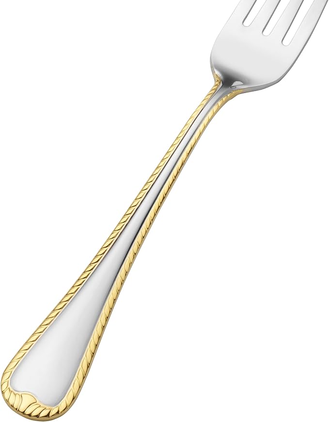 Mikasa Cameo Gold 65-Piece Flatware Set for 12, 18/10 Stainless Steel Silverware with 24-Karat Gold Accents, Teardrop Handles, Dishwasher Safe