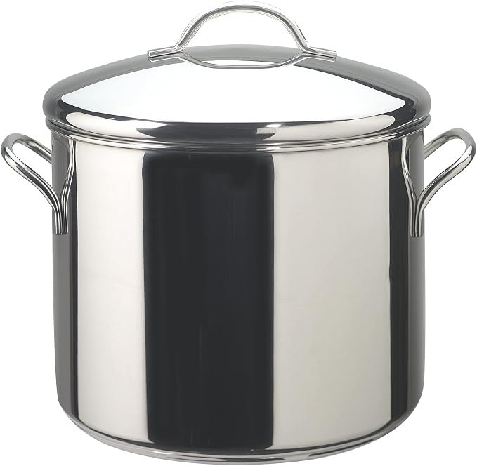 Farberware Classic Series Stainless Steel Induction 12 Quart Stock Pot with Lid, Silver