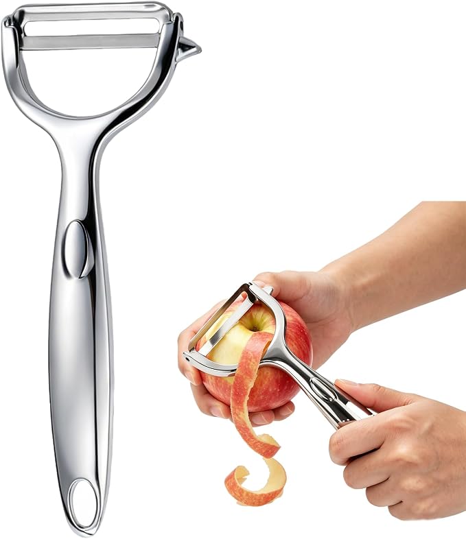 Premium Stainless Steel Vegetable Peeler, Ultra Sharp Y-Shaped Fruit and Potato Peeler with Ergonomic Non-Slip Handle, Heavy Duty Kitchen Tool for Carrot, Apple, Cucumber, Dishwasher Safe