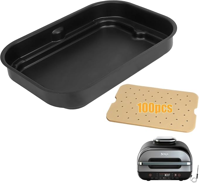 FG551 Non-Stick Griddle Pan Replacement Part | Fits Ninja Foodi FG551, DG651, DG551 Smart XL Indoor Grill | Includes 100PCS Disposable Air Fryer Parchment Paper Liners