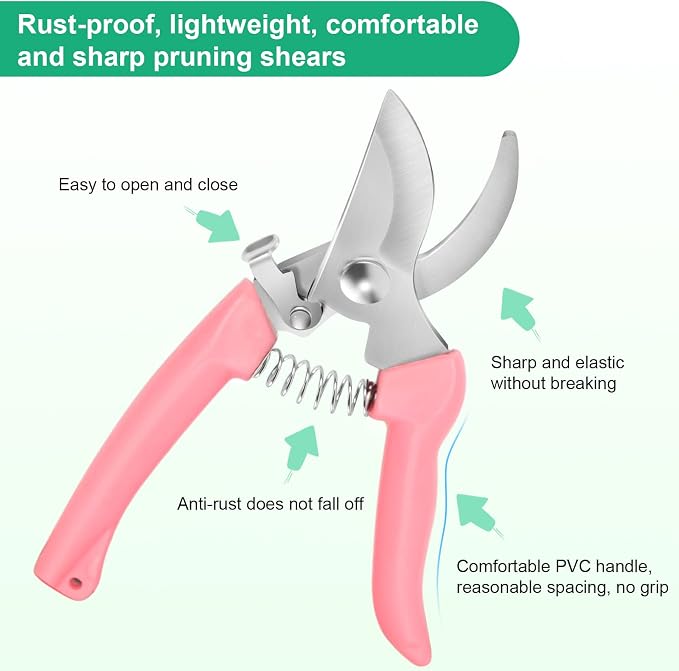 Premium garden shears, meperez pruning scissors gardening tools, pruners for flower, bushes, rose and fruit tree, use for florist, yard and orchard the plant clippers, sharp steel anvil snips