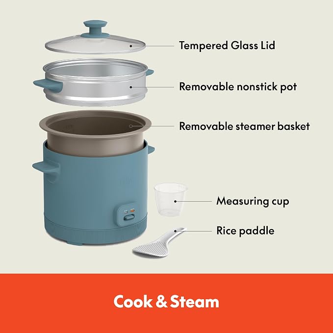 Bella 16 cup rice cooker with Steamer, Surf