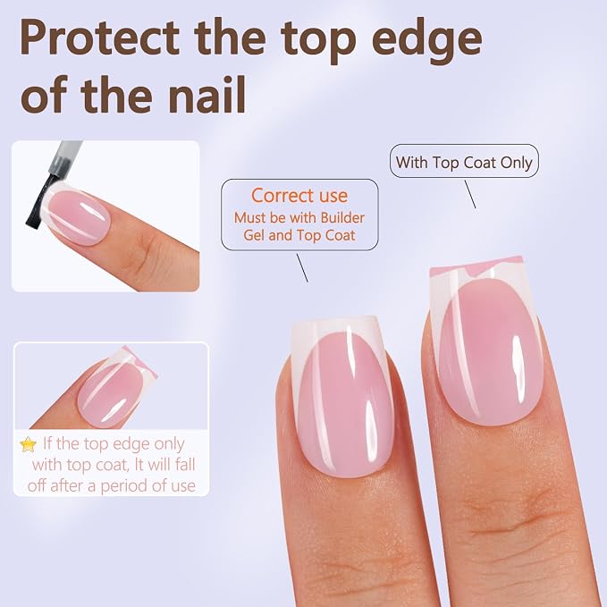 Misssix French Tip Press on Nails, 150Pcs Short Square Fake Nails Pink | French Tip Gel Nail Tips, No Need to File Tips Pre-lasting, Fake Nails for Nail Art DIY 15 Sizes