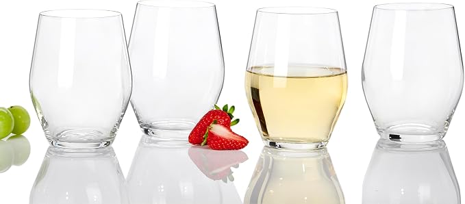 Anchor Hocking Stemless Wine Glasses, Sondria 16 Ounce Wine Glasses, Set of 8