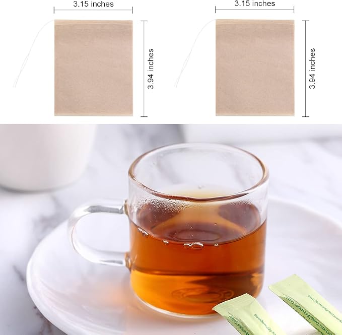 400 Pack Disposable Drawstring Tea Filter Bags, 8 x 10cm Natural Color | Empty Bag Paper Tea Infuser Safe & Natural Unbleached Drawstring for Loose Leaf Tea