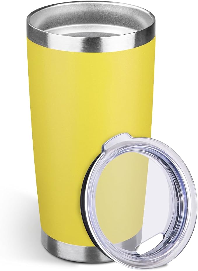 StarSpeed 20oz Stainless Steel Travel Coffee Tumbler,Yellow | Travel Coffee Mug,Spill-proof Lid,Double Wall,BPA-free Travel Cups,Insulated Cup Fits Car Cupholders