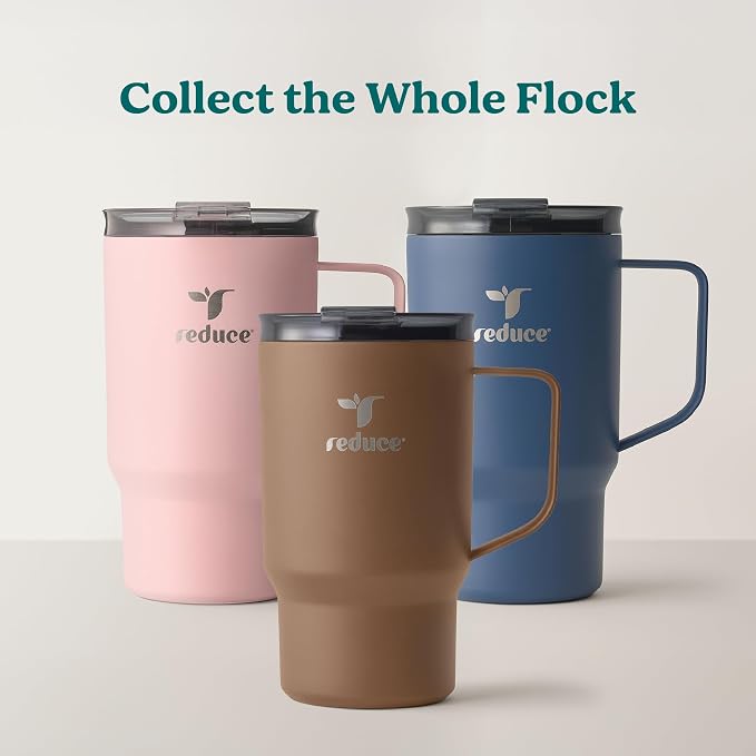 REDUCE Hot1 18 oz Insulated Stainless Steel Mug - Temperature Adjusting Lid | Dual-wall vacuum, keeps drinks hot for 6 hours, cupholder friendly, ideal for coffee & tea, Java color