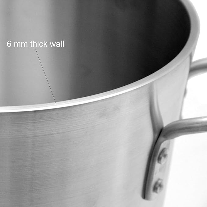 TrueCraftware- 80 qt. Heavy-Duty Aluminum Stock Pot with Riveted Handle 6mm Thickness- Multipurpose Pot Cookware Large Stockpot For Cooking Simmering Soup Stock Home Kitchen