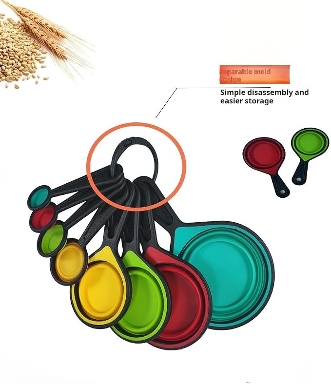 8 Piece Collapsible Silicone Measuring Cups and Spoons Set