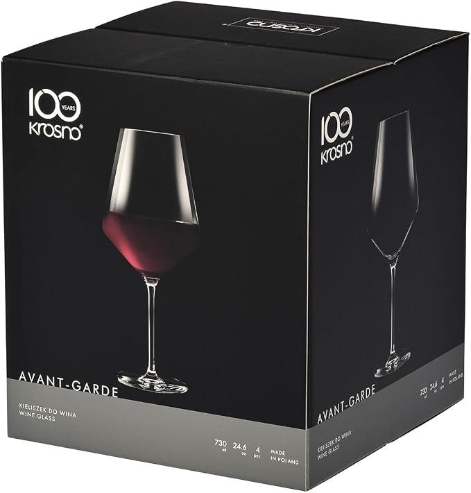 KROSNO Red Wine Glasses Set of 4, 24.7 oz, Avant-Garde Collection | Wine Tumbler, Lead-Free Crystal Glassware, Drinking Glasses, Elegant Cups, Home & Restaurant, Dishwasher Safe