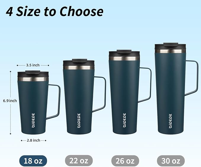 BJPKPK 18oz Insulated Tumbler with Handle, Lid & Straw, Stainless Steel | Double Wall Vacuum Insulated Coffee Travel Mug - Keeps Cold & Hot, BPA Free, Cupholder Fit for Office, Gym & Travel