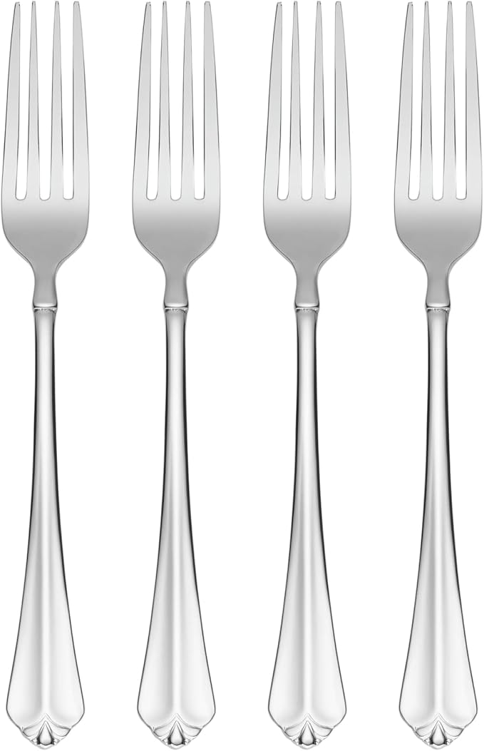 Oneida Juilliard Dinner Forks Silverware Set for 4, Flatware | mirror finish, dishwasher safe | cutlery set for kitchen and dining, utensil set, heavy duty, kitchen essentials
