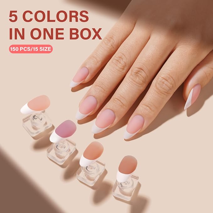 AILLSA French Tip Nails Press On Nails 5 Colors For Nail Art DIY Extension